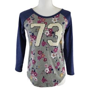 NWT Epic Threads Girl’s XL Floral Raglan Long Sleeve “73” Graphic Tee